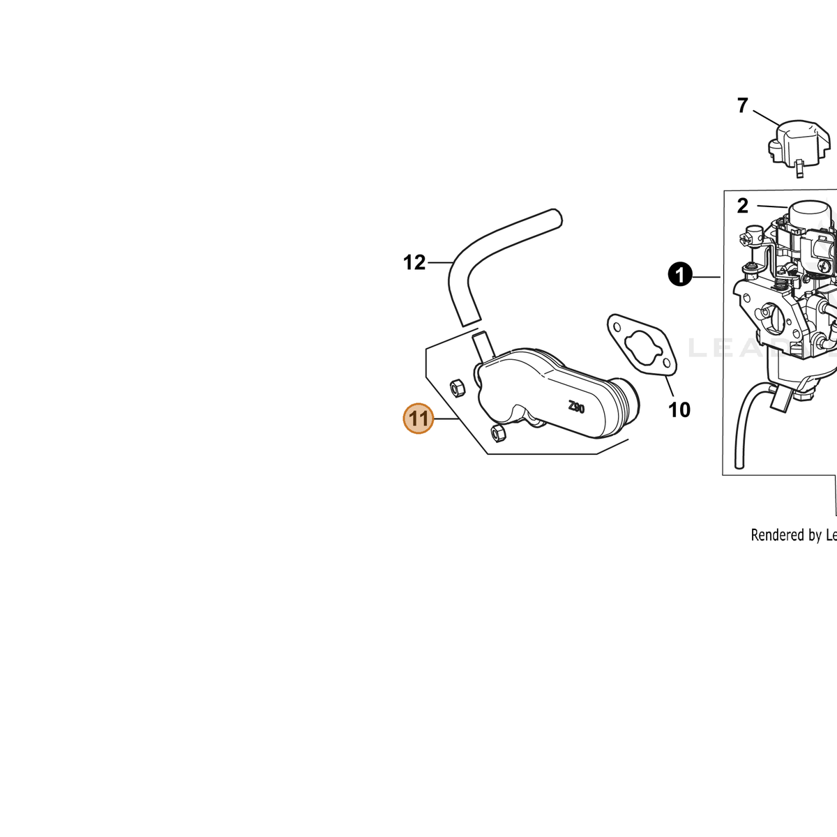 ECHO part YH467000080 — IPL diagram snippet (6x zoom, amber highlight)