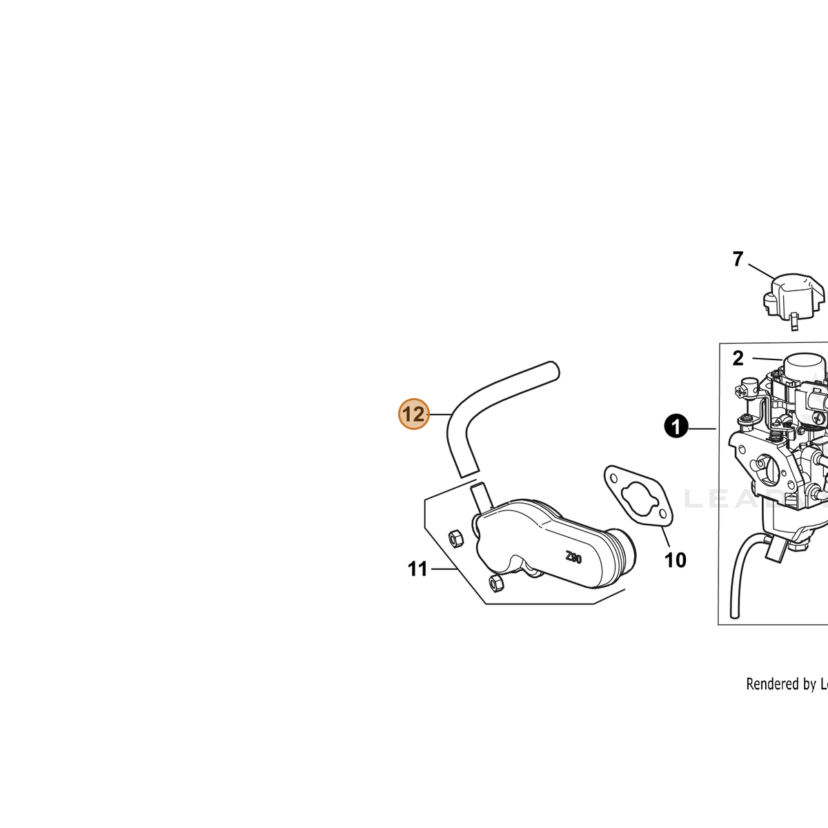 ECHO part YH467000090 — IPL diagram snippet (6x zoom, amber highlight)