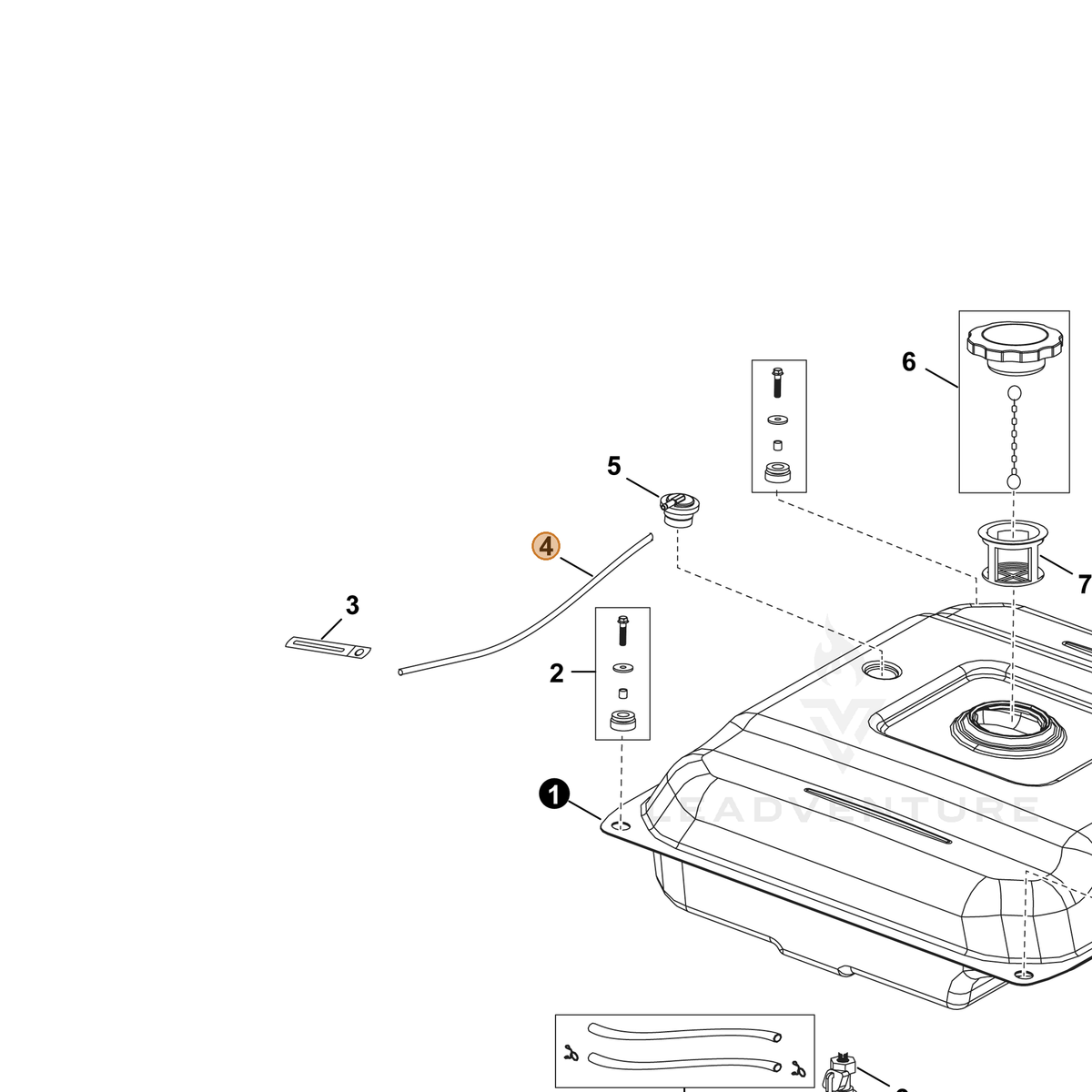 ECHO part YH467000180 — IPL diagram snippet (6x zoom, amber highlight)