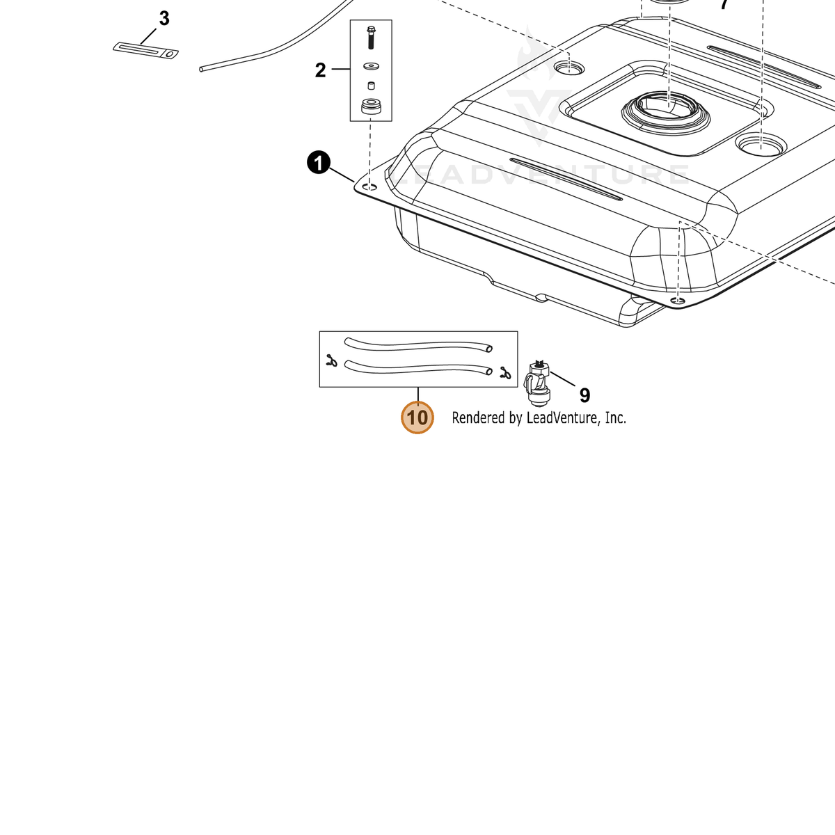 ECHO part YH467000190 — IPL diagram snippet (6x zoom, amber highlight)