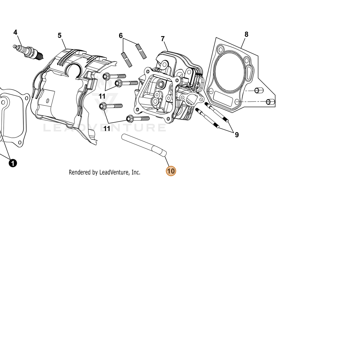 ECHO part YH467000210 — IPL diagram snippet (6x zoom, amber highlight)