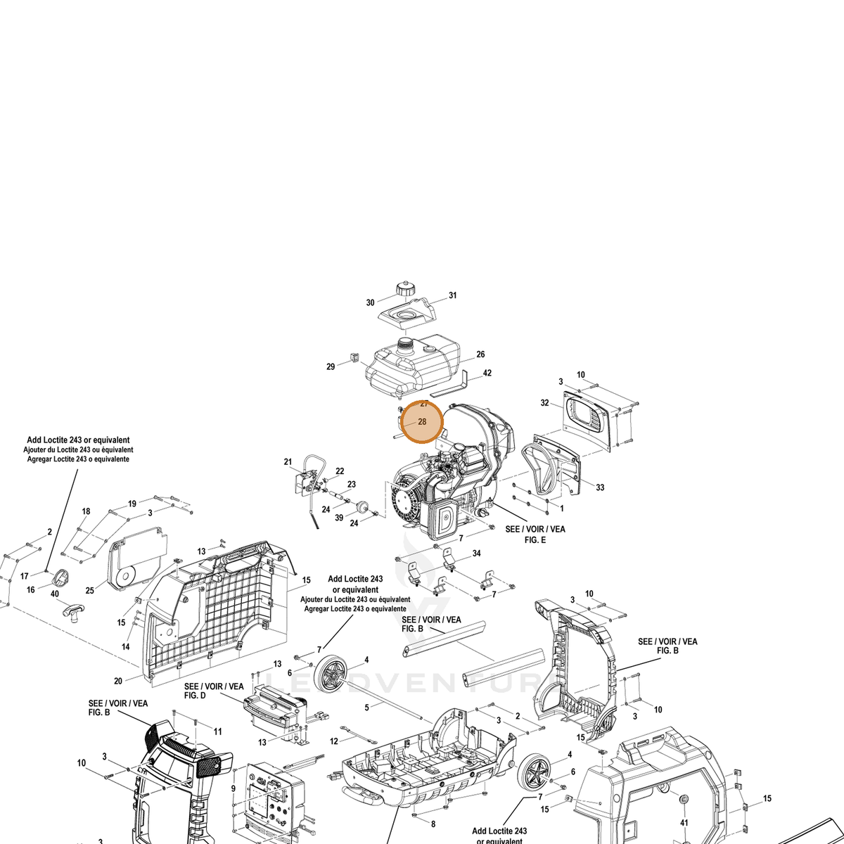 ECHO part YH467000220 — IPL diagram snippet (6x zoom, amber highlight)