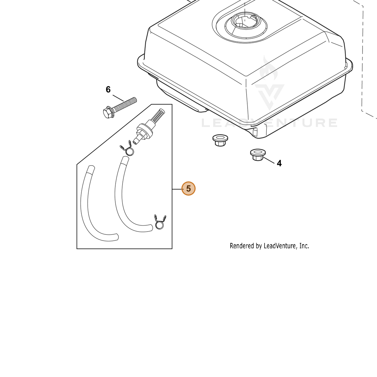 ECHO part YH467000260 — IPL diagram snippet (6x zoom, amber highlight)