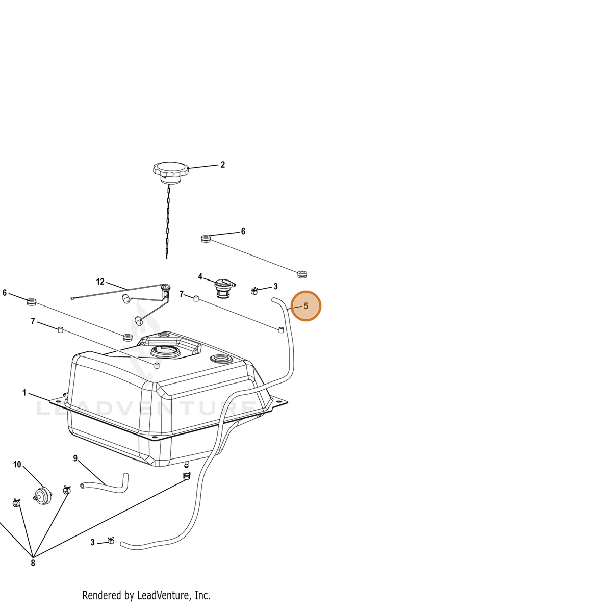 ECHO part YH467000280 — IPL diagram snippet (6x zoom, amber highlight)
