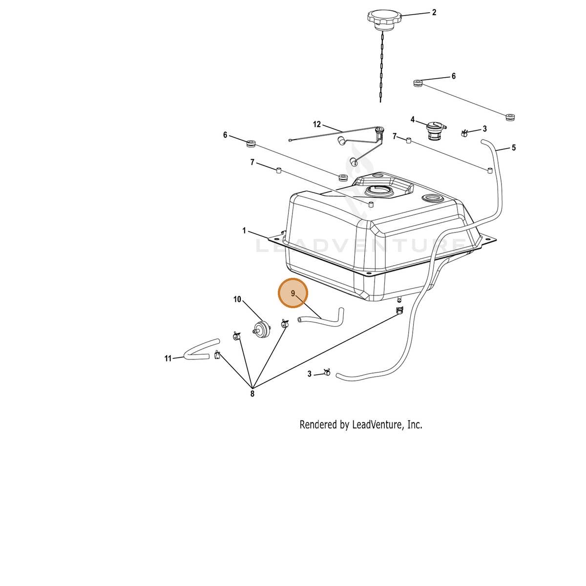 ECHO part YH467000290 — IPL diagram snippet (6x zoom, amber highlight)