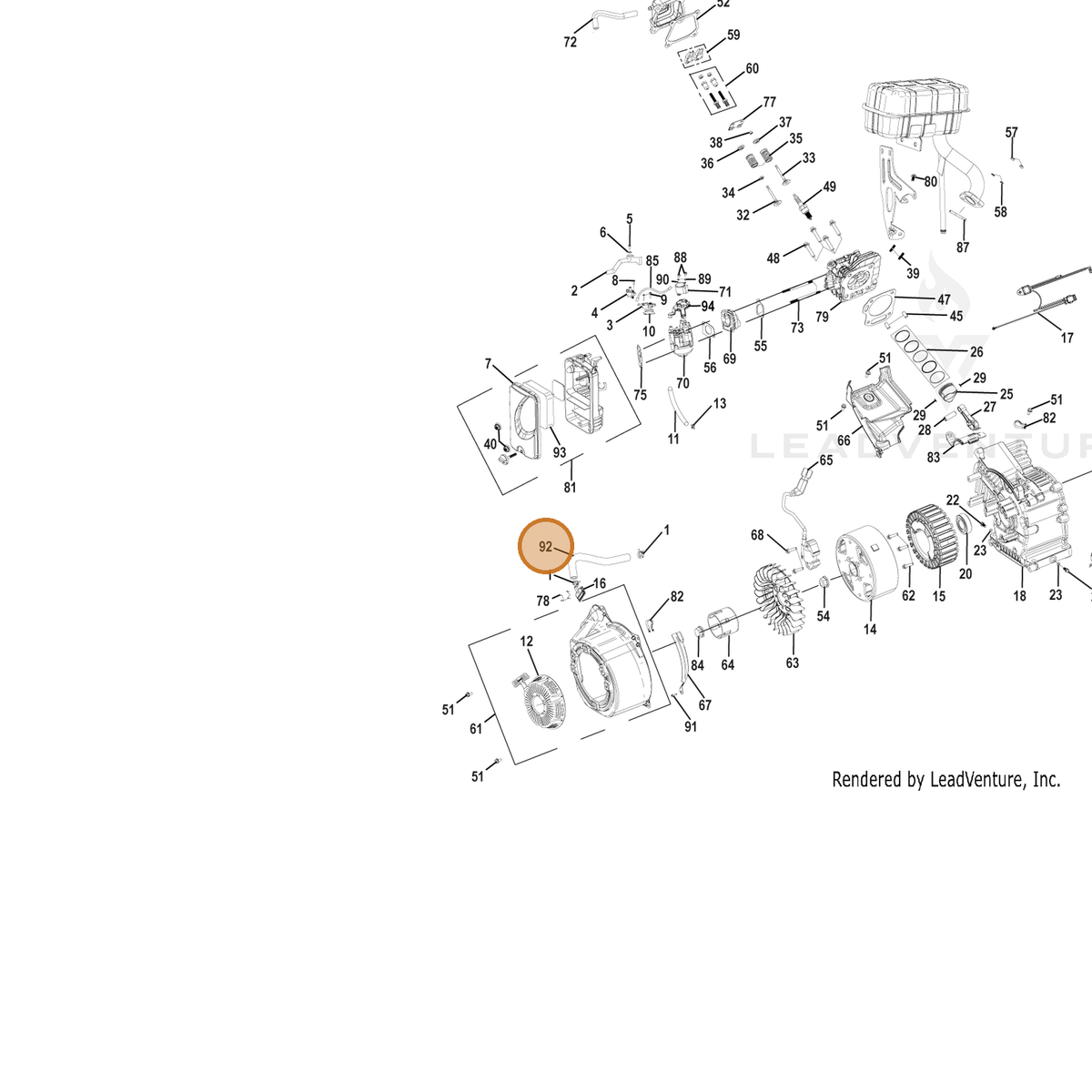 ECHO part YH467000310 — IPL diagram snippet (6x zoom, amber highlight)