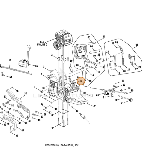 Echo part YH467000340 — IPL diagram snippet (6x zoom, amber highlight)