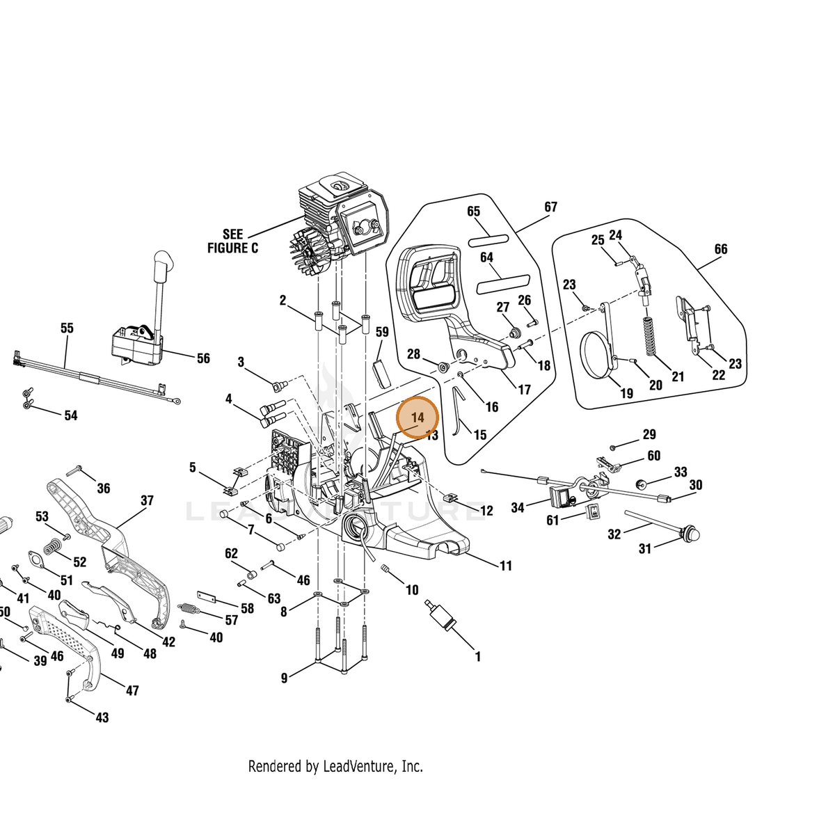 Echo part YH467000350 — IPL diagram snippet (6x zoom, amber highlight)