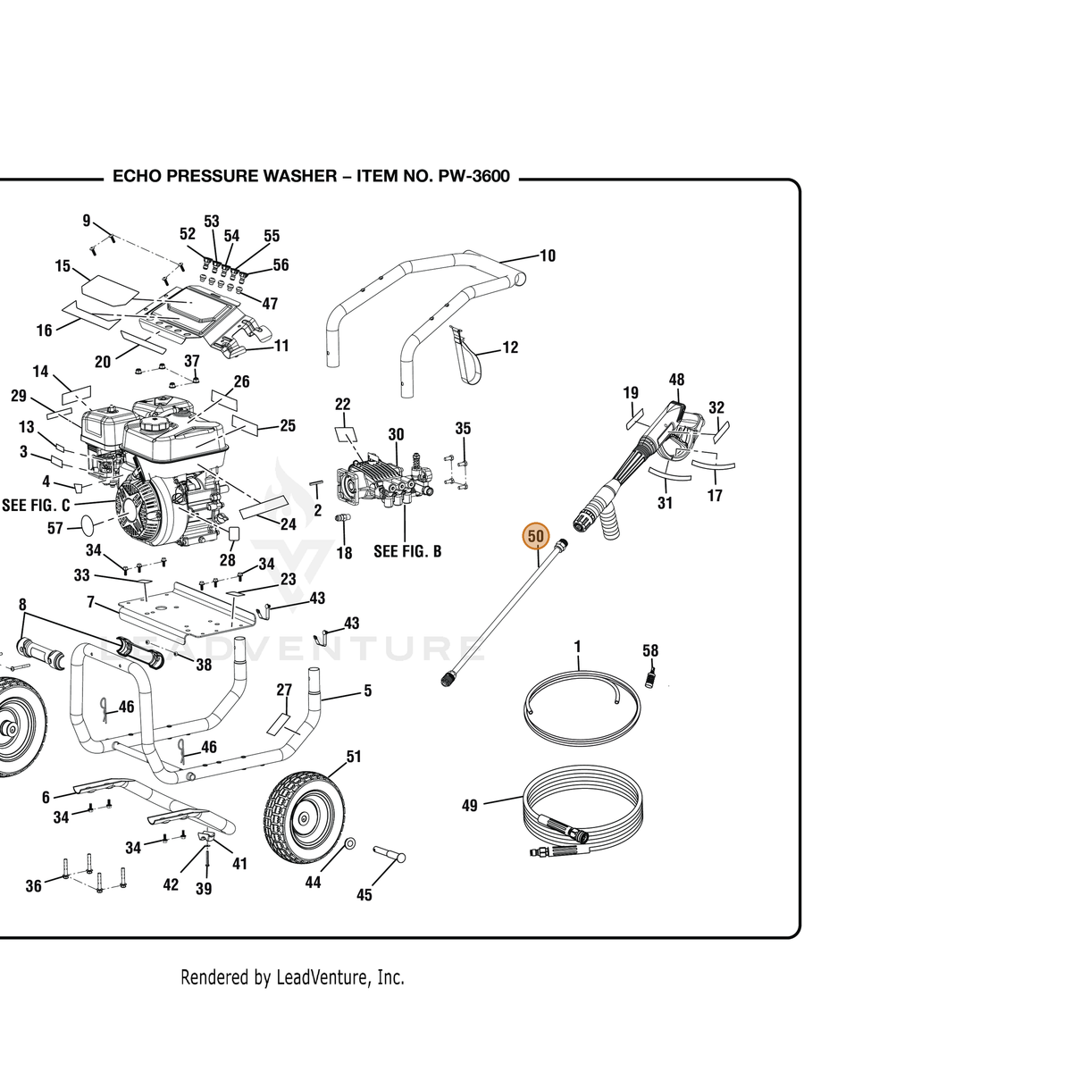 ECHO part YH467000380 — IPL diagram snippet (6x zoom, amber highlight)