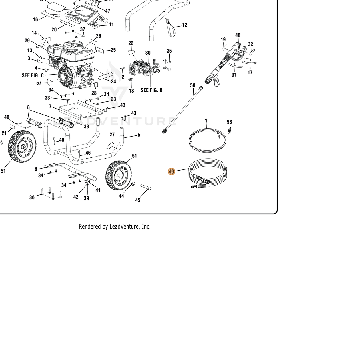 ECHO part YH467000390 — IPL diagram snippet (6x zoom, amber highlight)