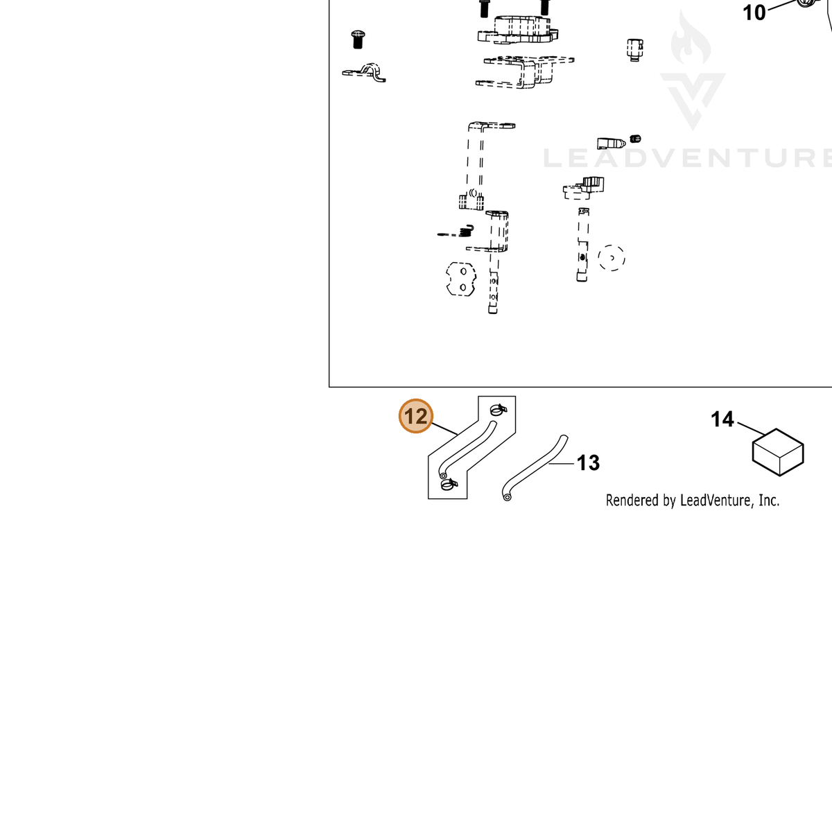 ECHO part YH467000500 — IPL diagram snippet (6x zoom, amber highlight)