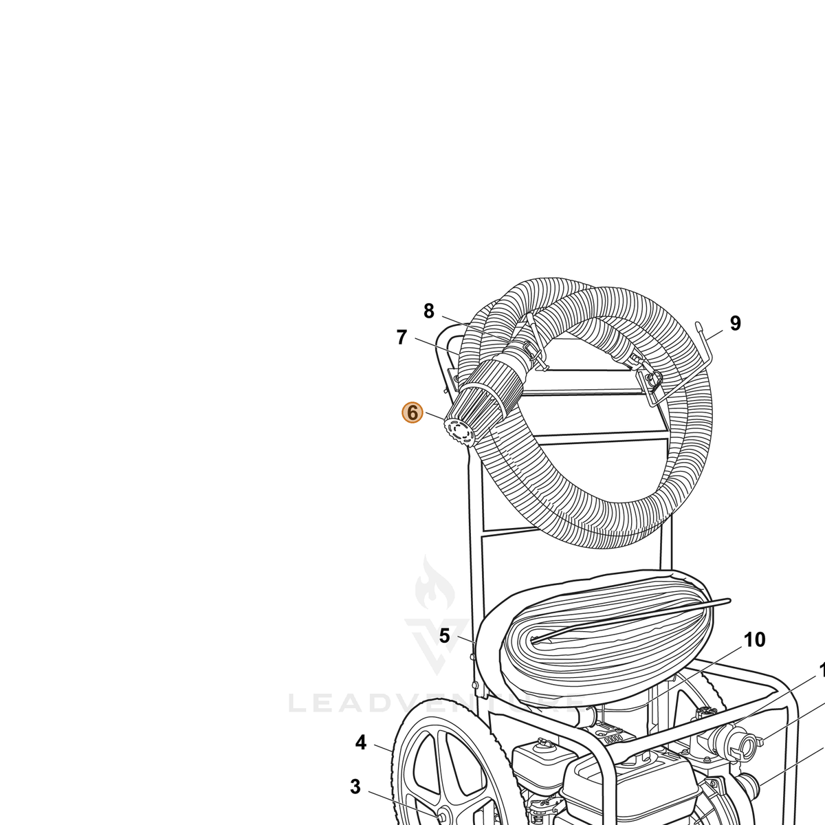 ECHO part YH467000550 — IPL diagram snippet (6x zoom, amber highlight)