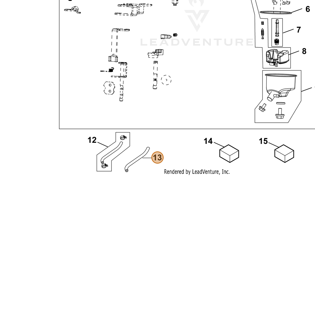 ECHO part YH467000570 — IPL diagram snippet (6x zoom, amber highlight)