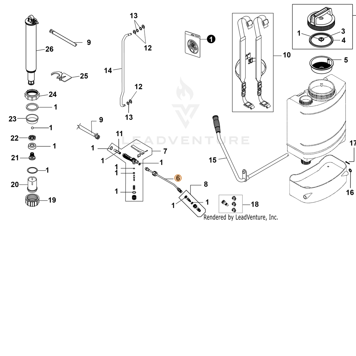 ECHO part YH467000690 — IPL diagram snippet (6x zoom, amber highlight)