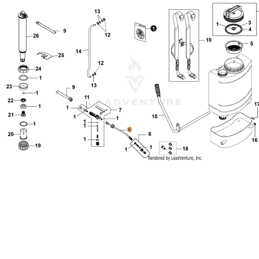 ECHO part YH467000690 — IPL diagram snippet (6x zoom, amber highlight)