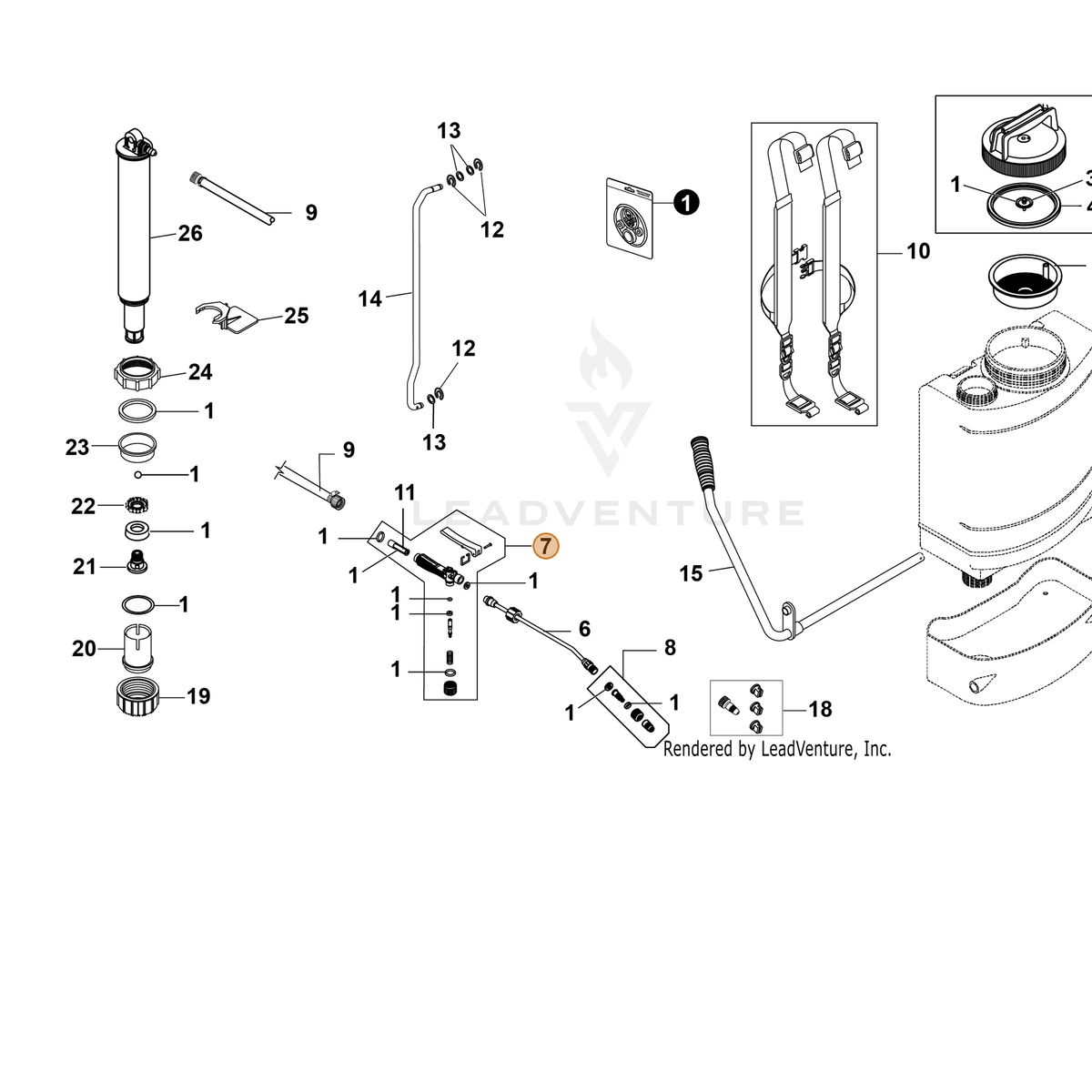 ECHO part YH467000700 — IPL diagram snippet (6x zoom, amber highlight)