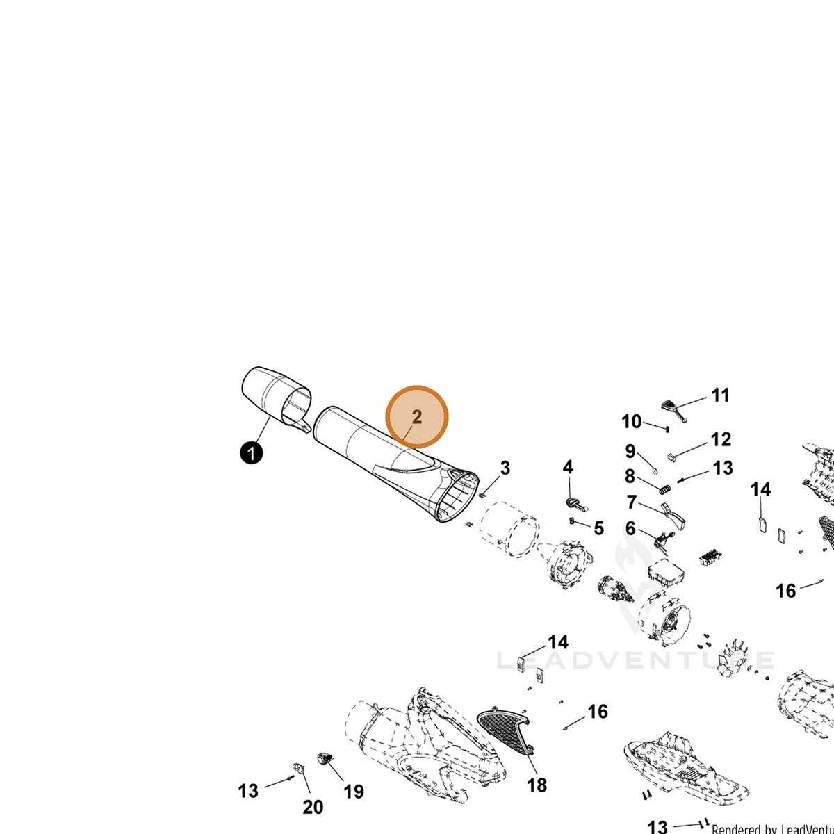 ECHO part YH467000720 — IPL diagram snippet (6x zoom, amber highlight)