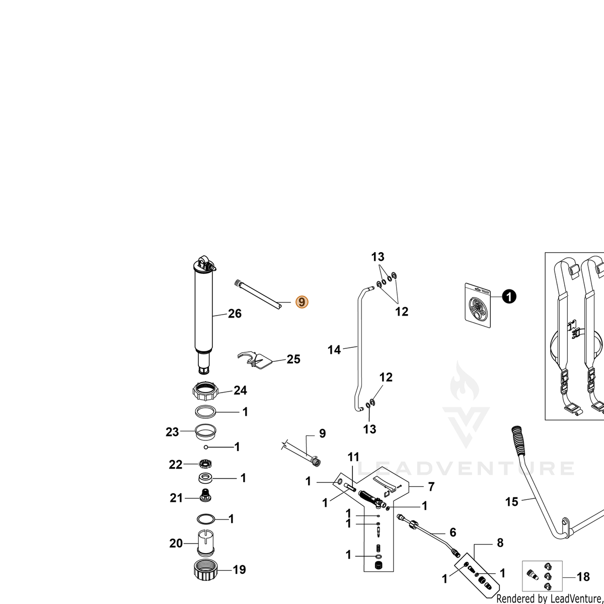ECHO part YH467000790 — IPL diagram snippet (6x zoom, amber highlight)