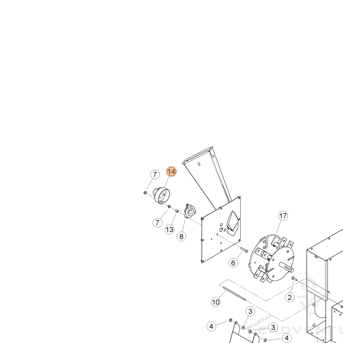 ECHO part YH468000110 — IPL diagram snippet (6x zoom, amber highlight)