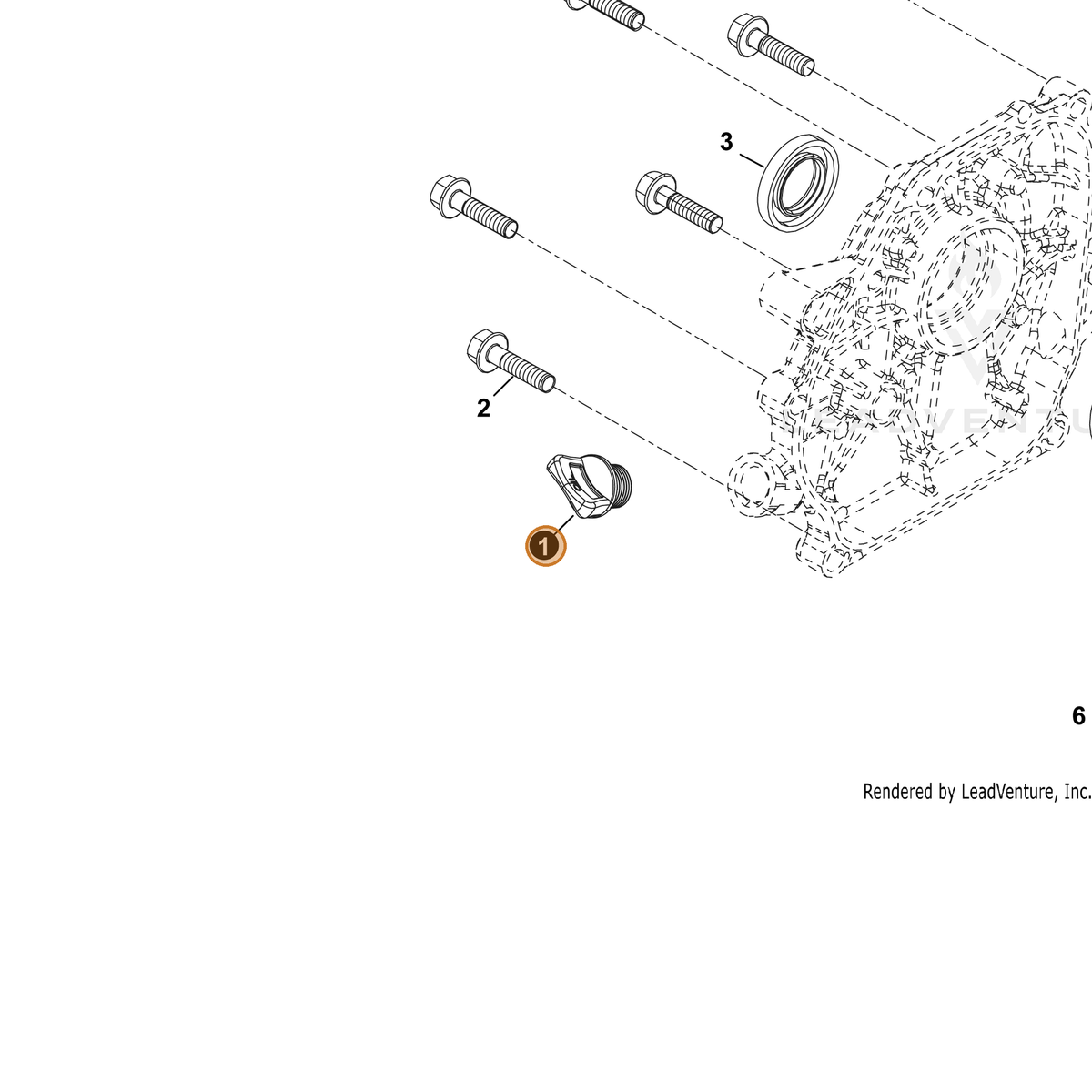 ECHO part YH468000140 — IPL diagram snippet (6x zoom, amber highlight)