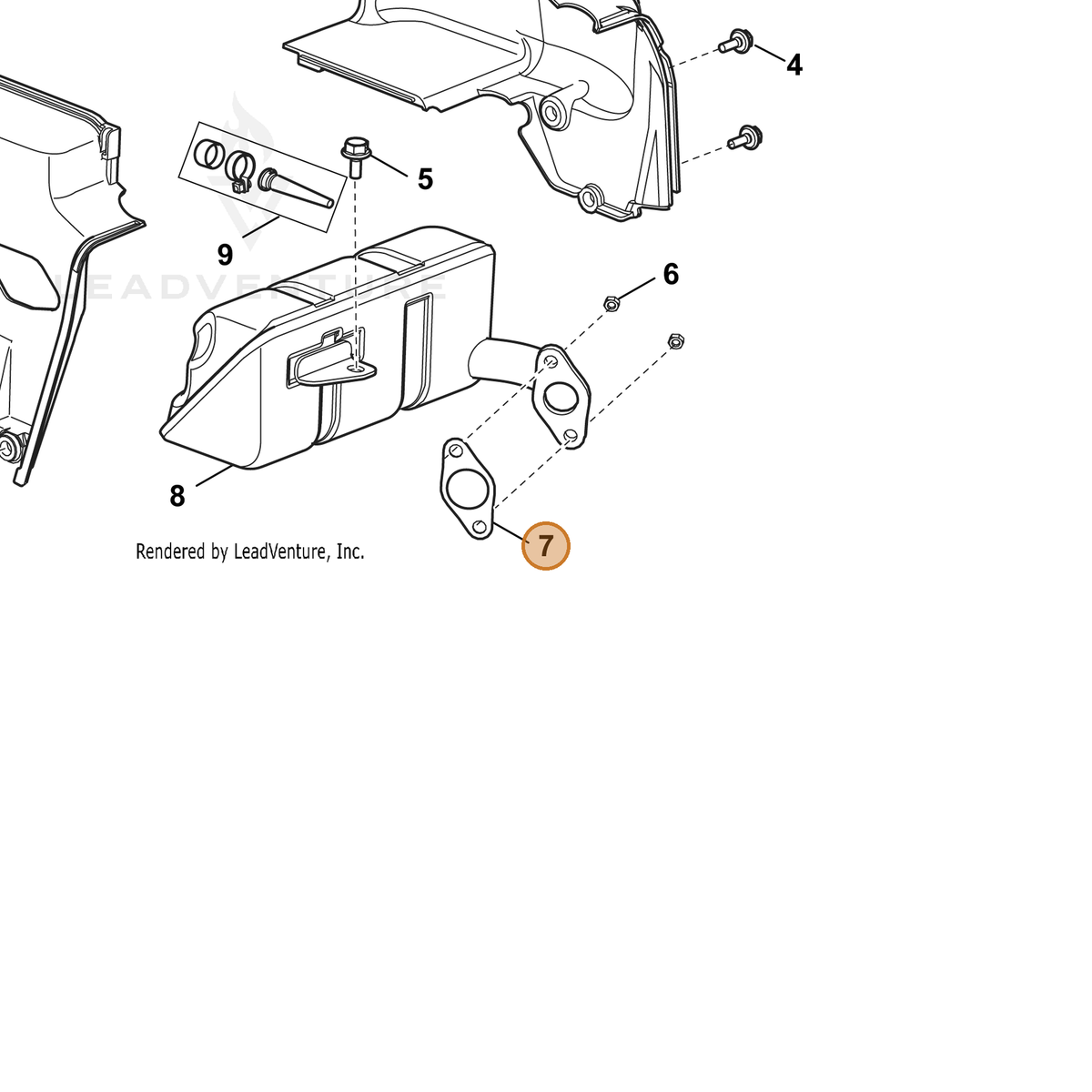 ECHO part YH468000190 — IPL diagram snippet (6x zoom, amber highlight)