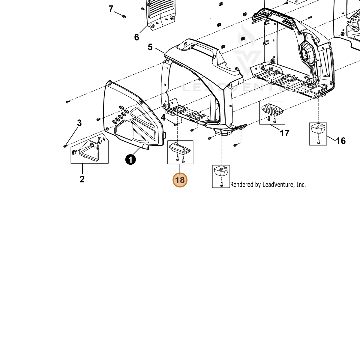 ECHO part YH468000230 — IPL diagram snippet (6x zoom, amber highlight)