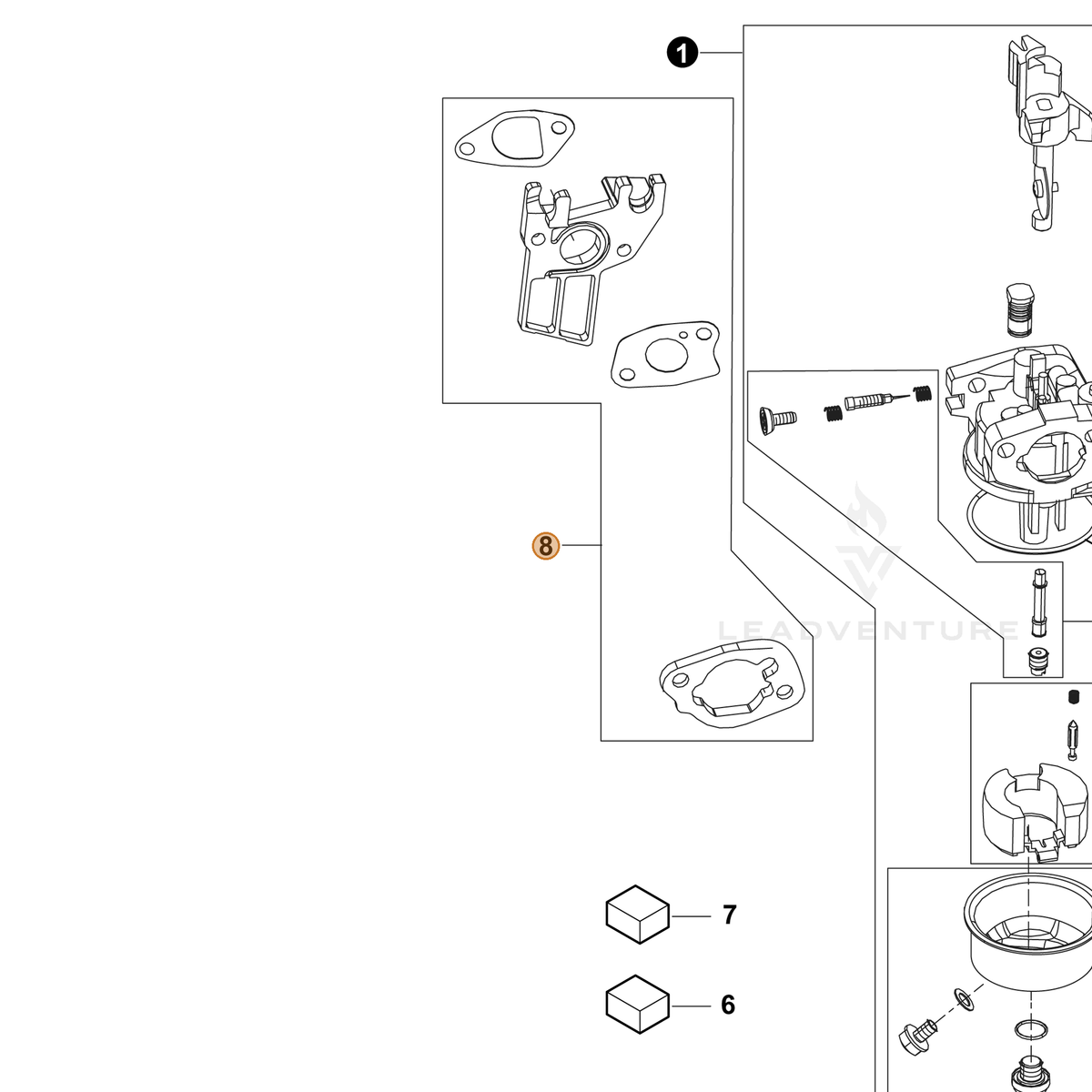 ECHO part YH468000320 — IPL diagram snippet (6x zoom, amber highlight)