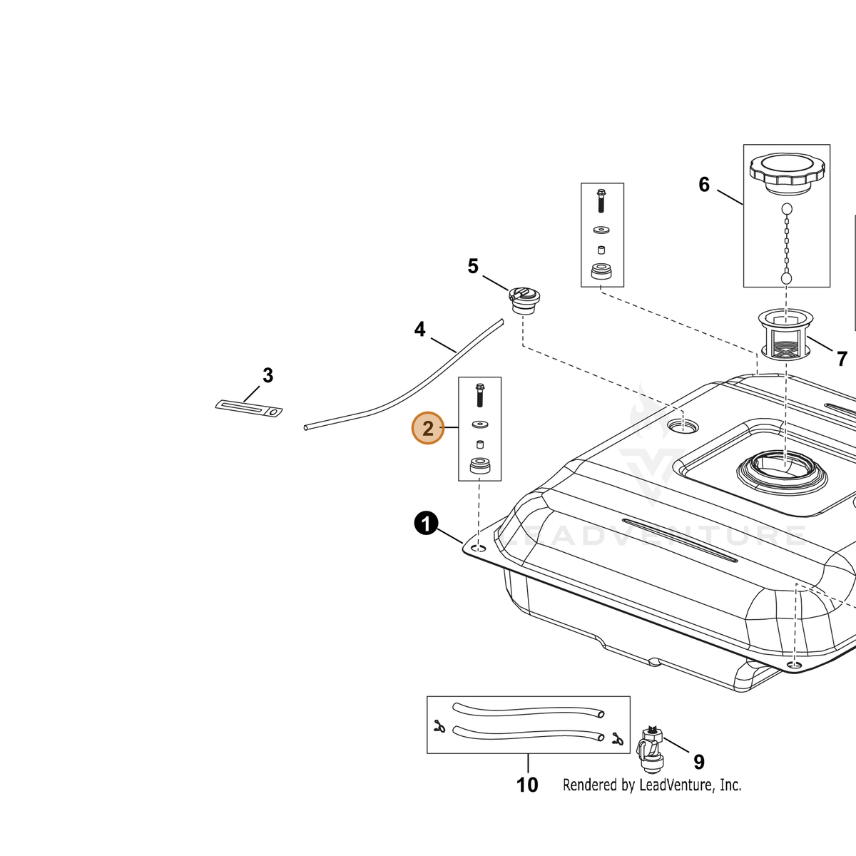ECHO part YH468000340 — IPL diagram snippet (6x zoom, amber highlight)
