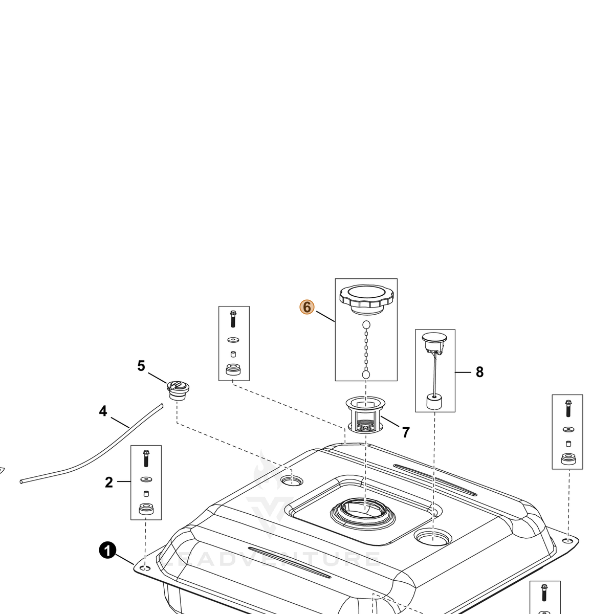 ECHO part YH468000350 — IPL diagram snippet (6x zoom, amber highlight)