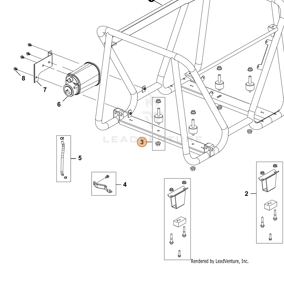 ECHO part YH468000360 — IPL diagram snippet (6x zoom, amber highlight)