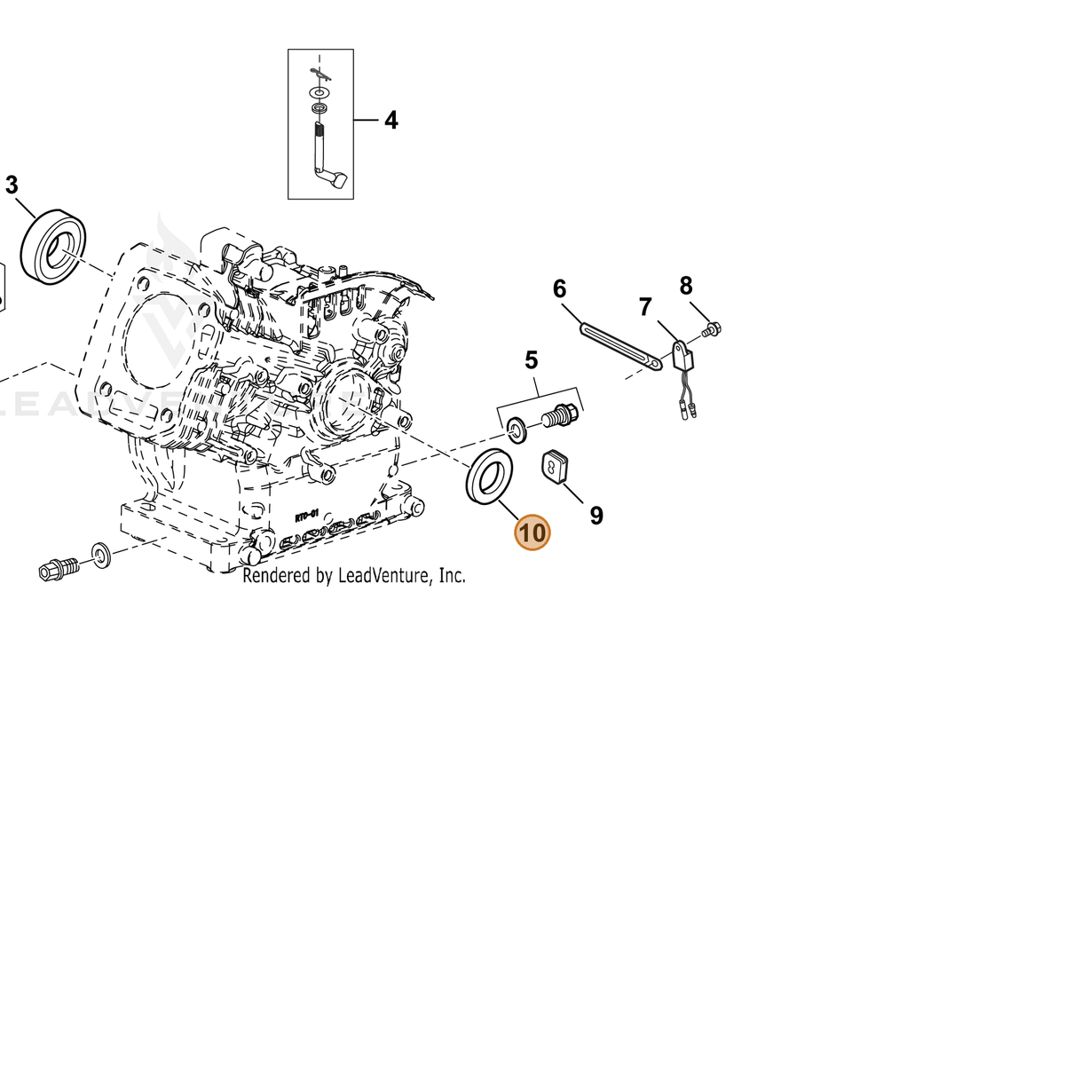 ECHO part YH468000380 — IPL diagram snippet (6x zoom, amber highlight)