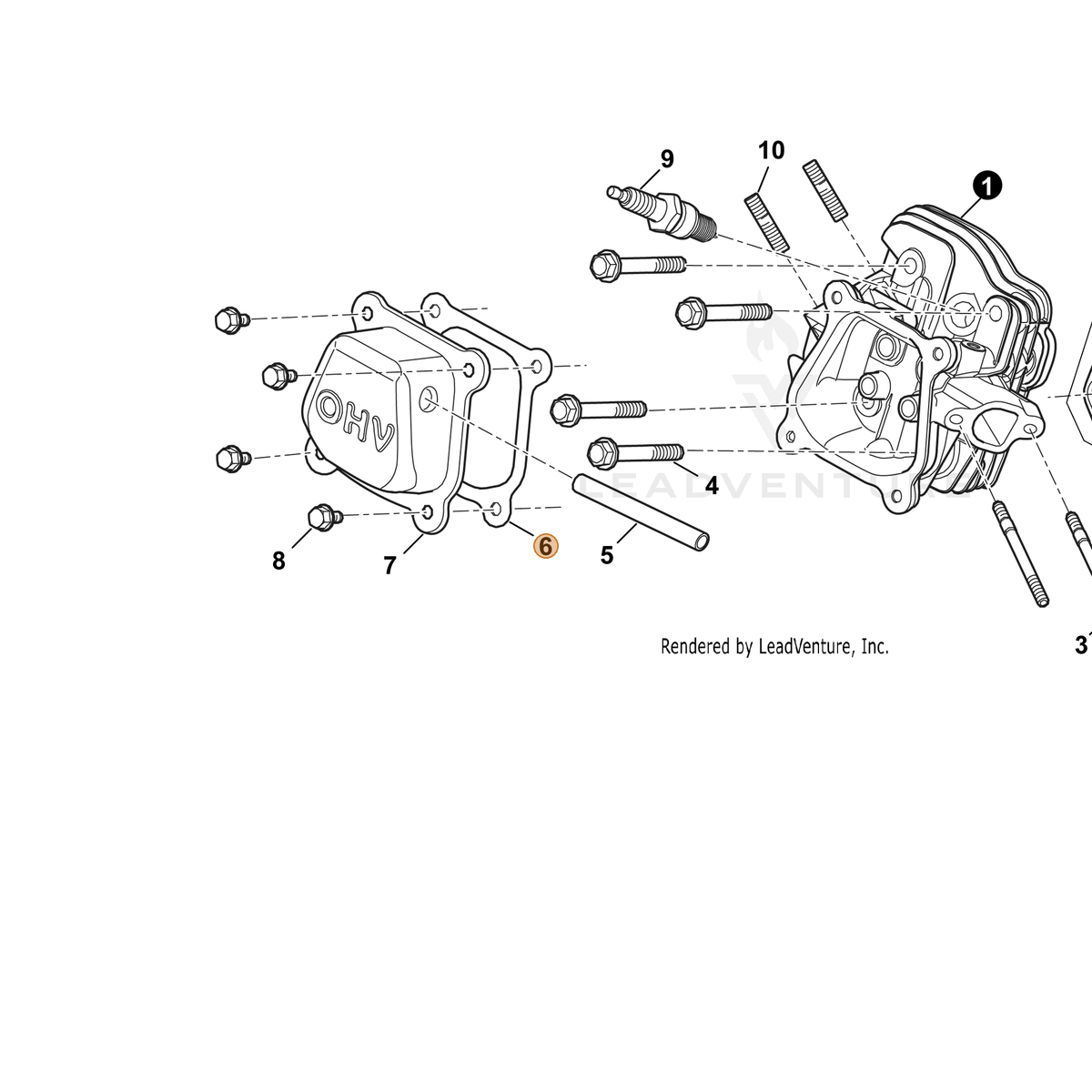 ECHO part YH468000410 — IPL diagram snippet (6x zoom, amber highlight)