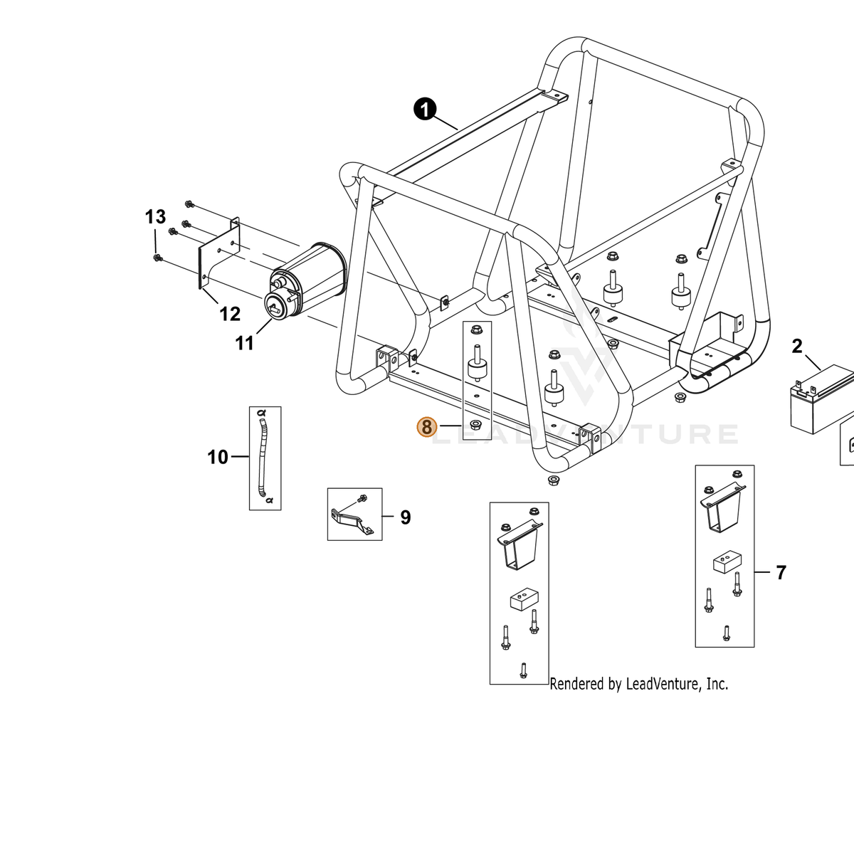 ECHO part YH468000440 — IPL diagram snippet (6x zoom, amber highlight)