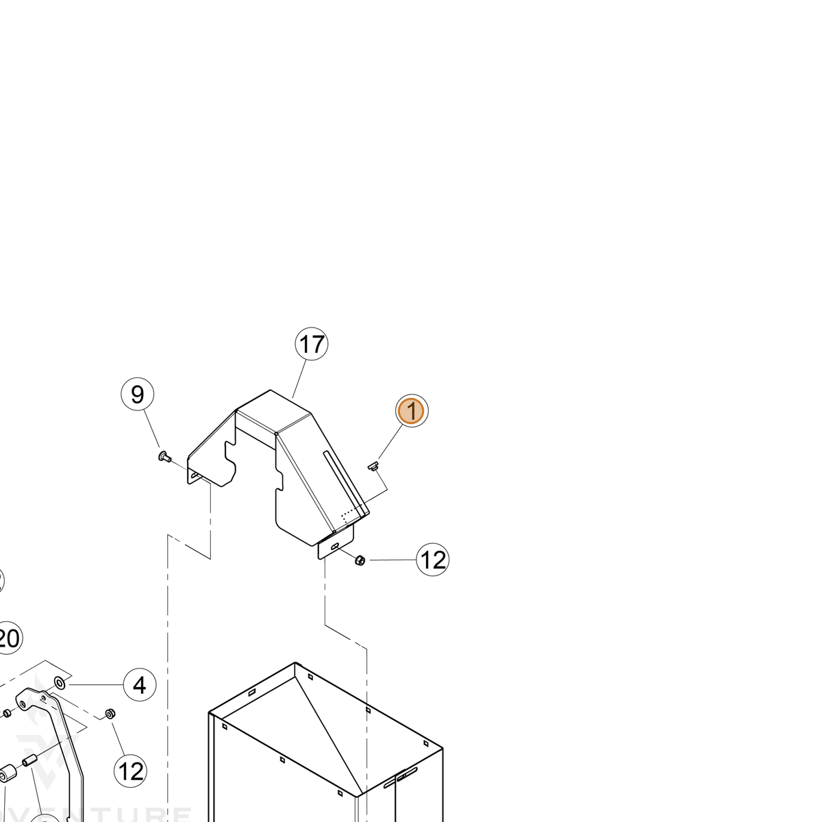 ECHO part YH468000490 — IPL diagram snippet (6x zoom, amber highlight)