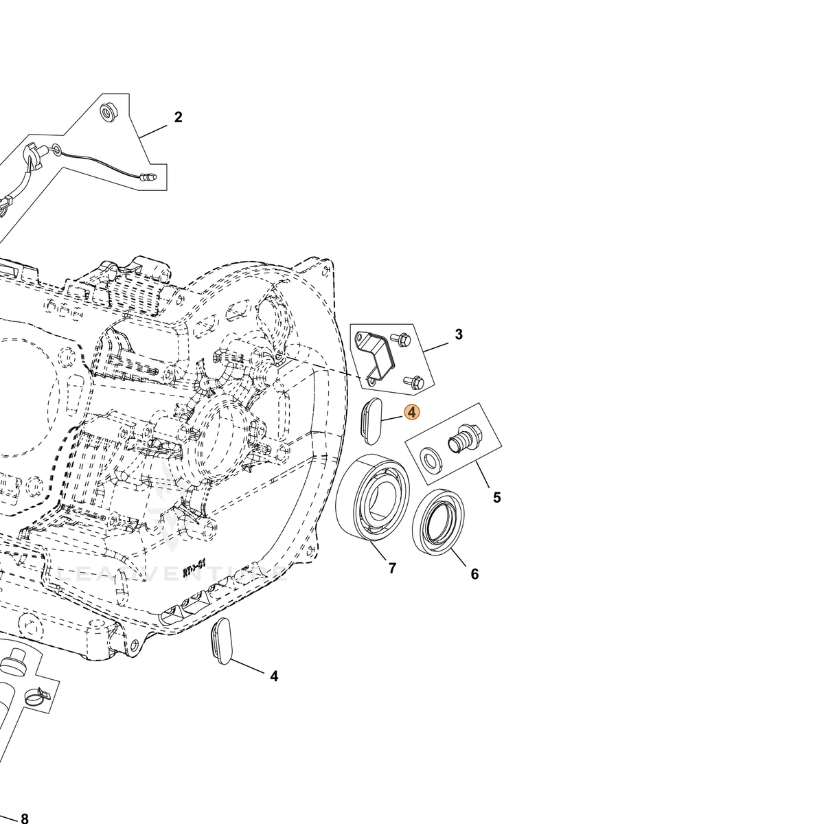 ECHO part YH468000510 — IPL diagram snippet (6x zoom, amber highlight)