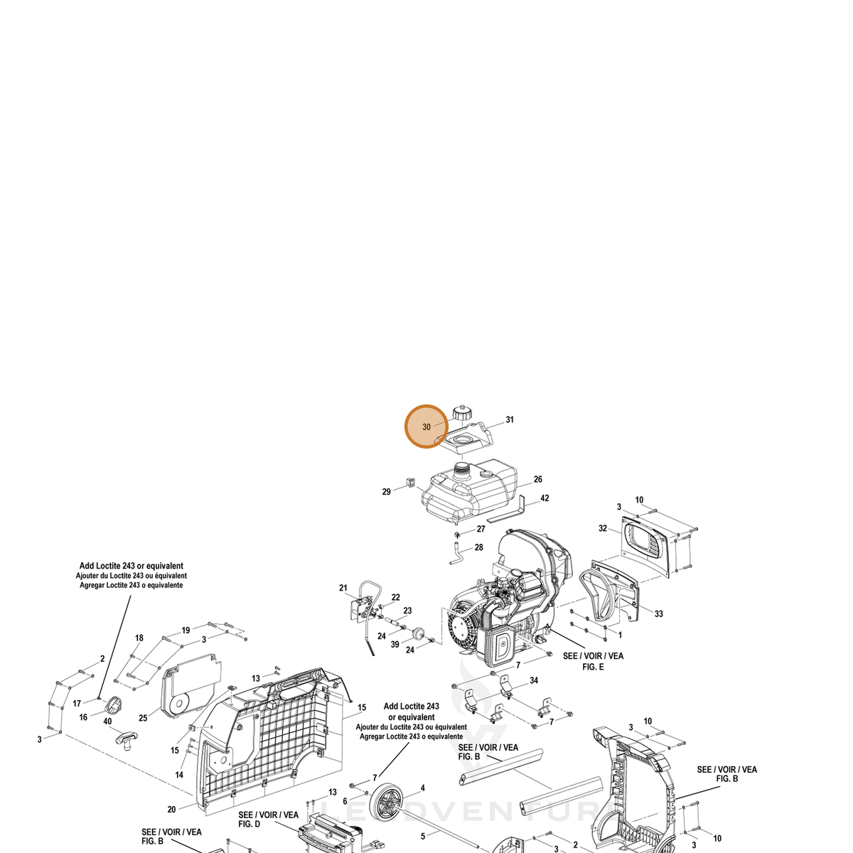 ECHO part YH468000550 — IPL diagram snippet (6x zoom, amber highlight)