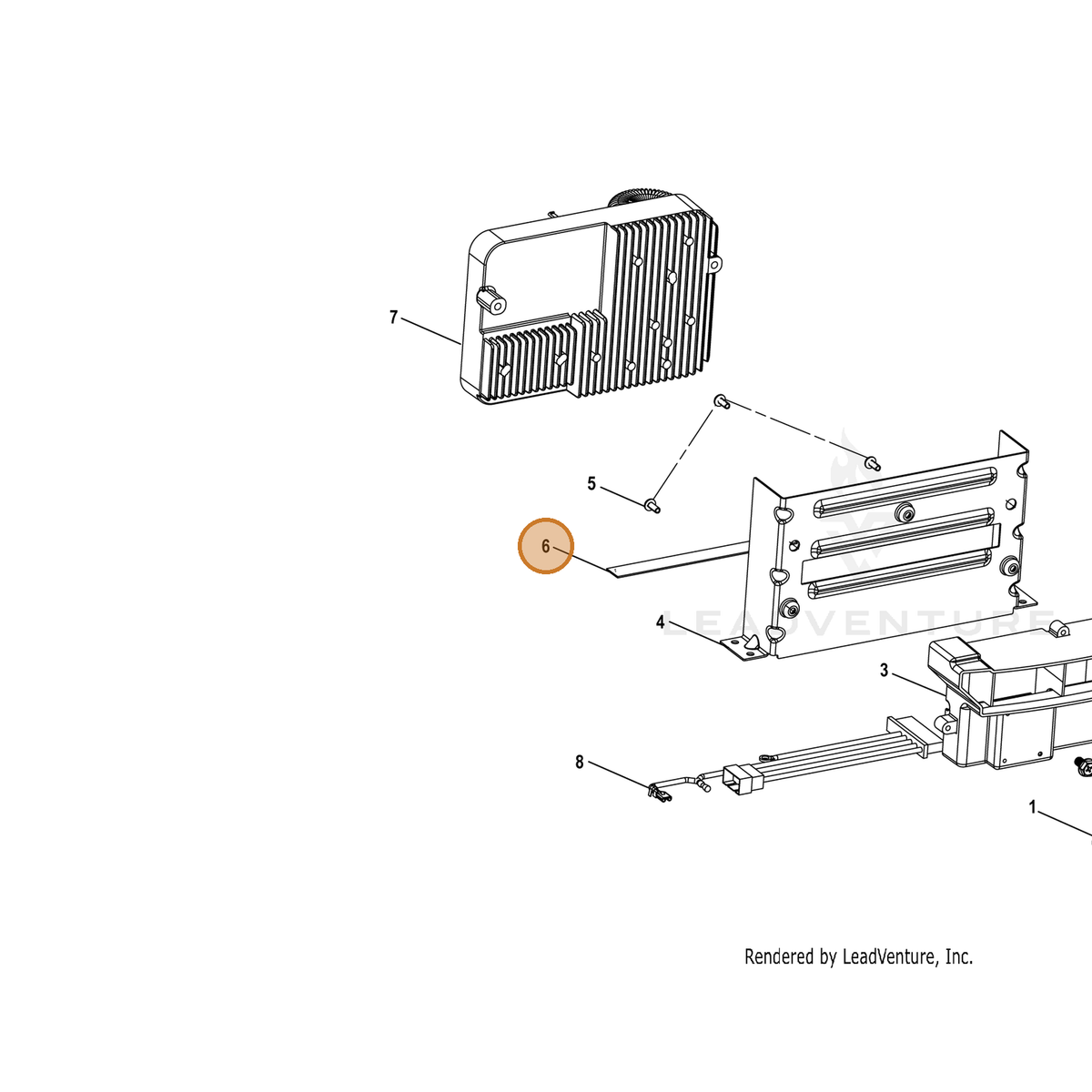 ECHO part YH468000610 — IPL diagram snippet (6x zoom, amber highlight)
