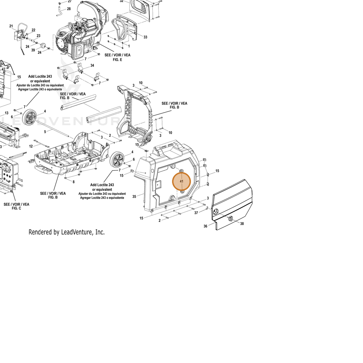 ECHO part YH468000650 — IPL diagram snippet (6x zoom, amber highlight)