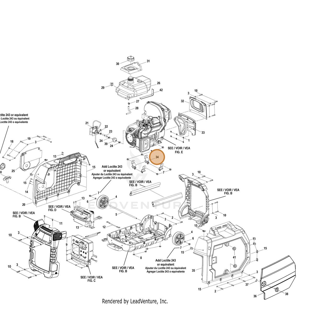 ECHO part YH468000680 — IPL diagram snippet (6x zoom, amber highlight)