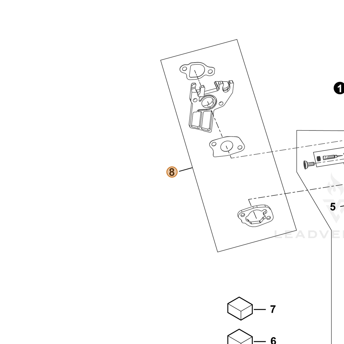 ECHO part YH468000710 — IPL diagram snippet (6x zoom, amber highlight)
