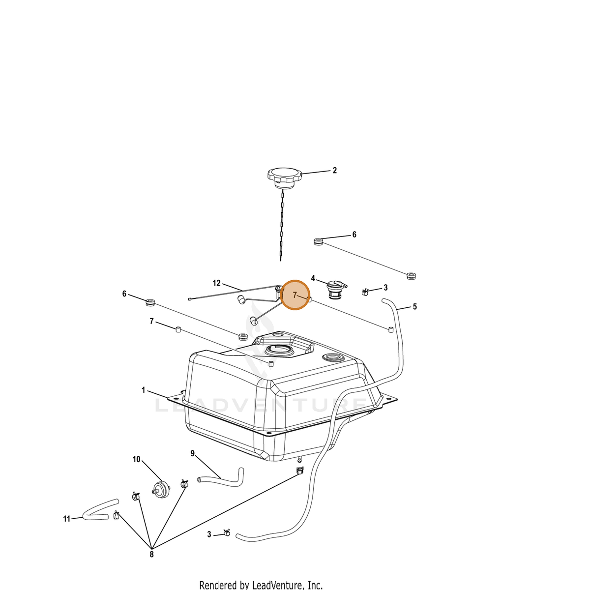 ECHO part YH468000750 — IPL diagram snippet (6x zoom, amber highlight)