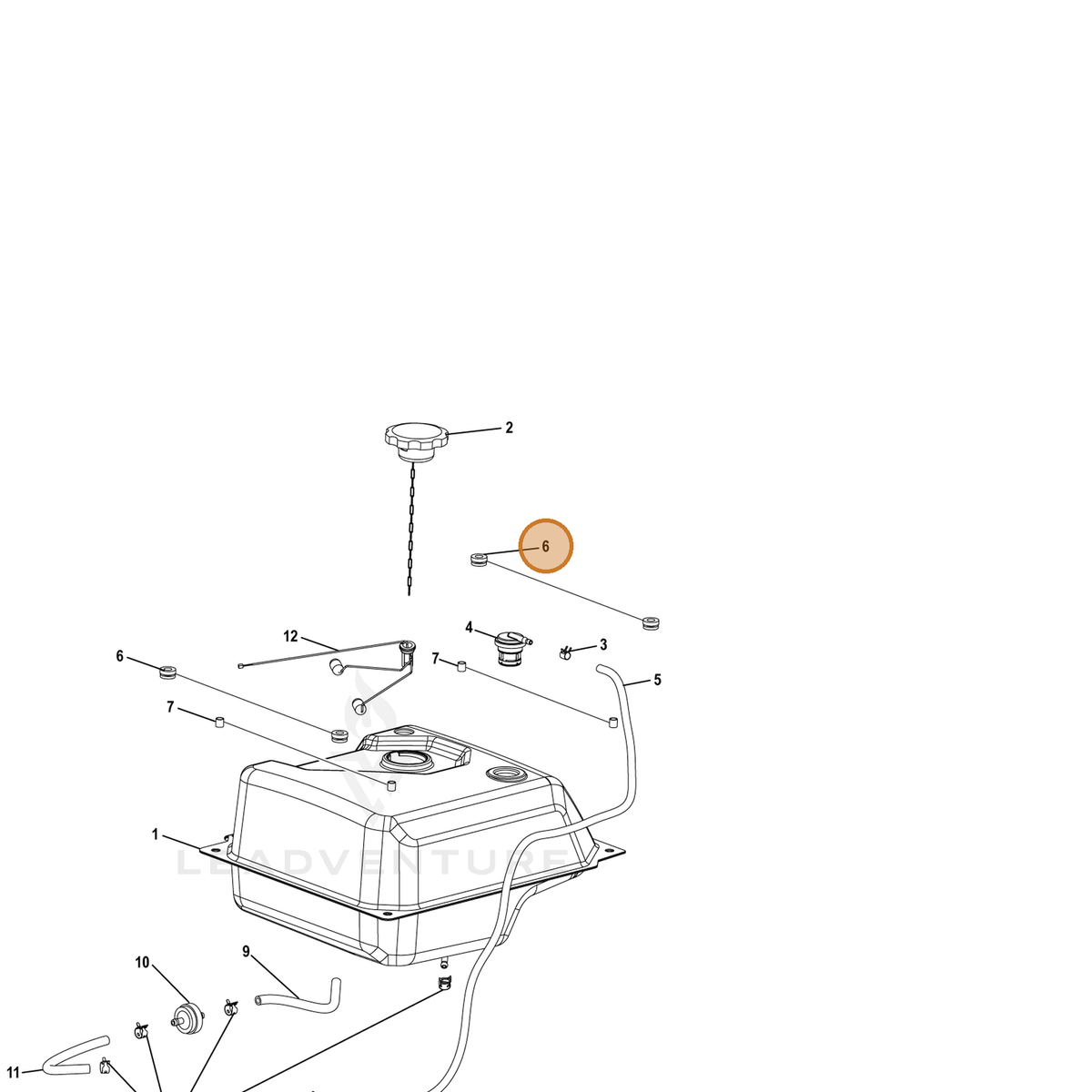 ECHO part YH468000760 — IPL diagram snippet (6x zoom, amber highlight)