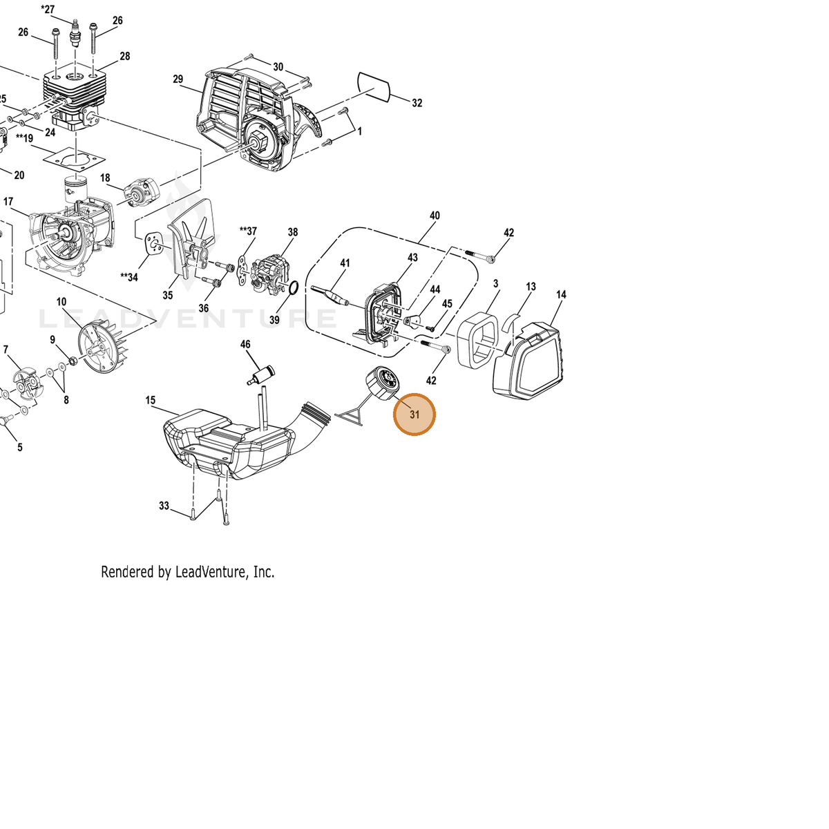 Echo part YH468000840 — IPL diagram snippet (6x zoom, amber highlight)