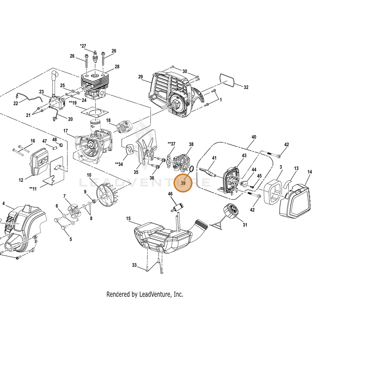 Echo part YH468000910 — IPL diagram snippet (6x zoom, amber highlight)