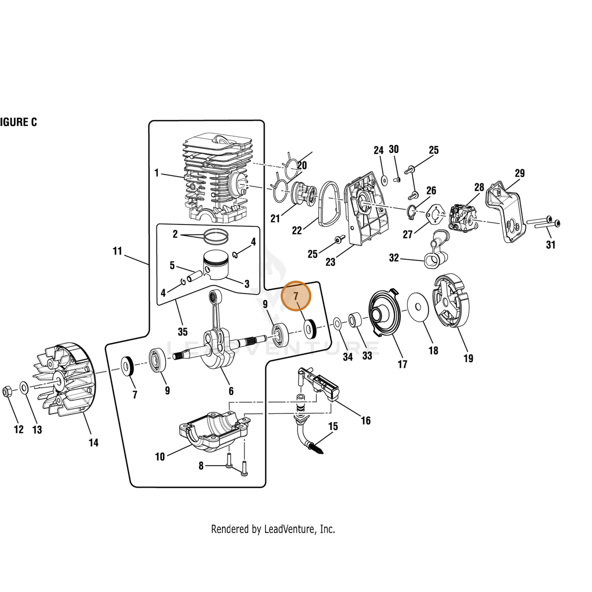 Echo part YH468000930 — IPL diagram snippet (6x zoom, amber highlight)