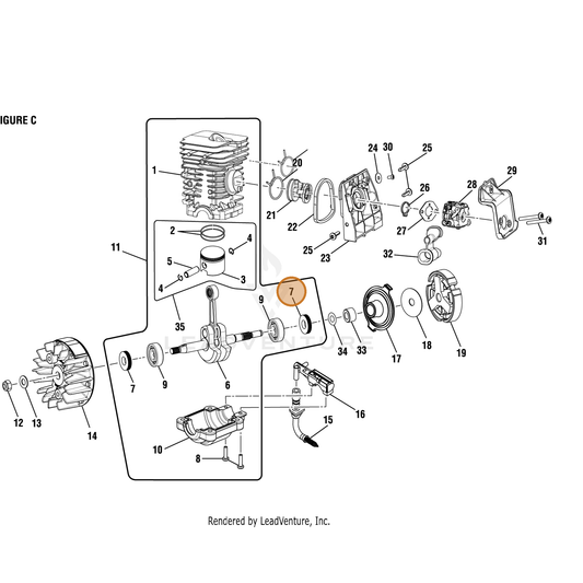 Echo part YH468000930 — IPL diagram snippet (6x zoom, amber highlight)
