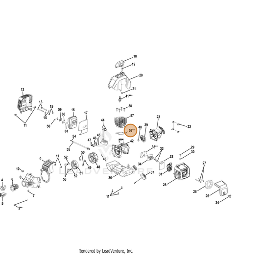Echo part YH468001050 — IPL diagram snippet (6x zoom, amber highlight)