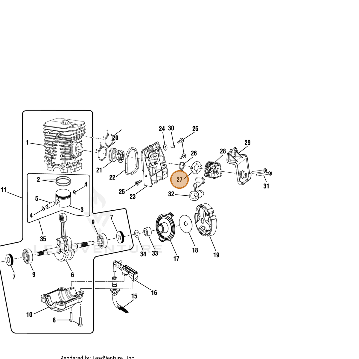 Echo part YH468001080 — IPL diagram snippet (6x zoom, amber highlight)