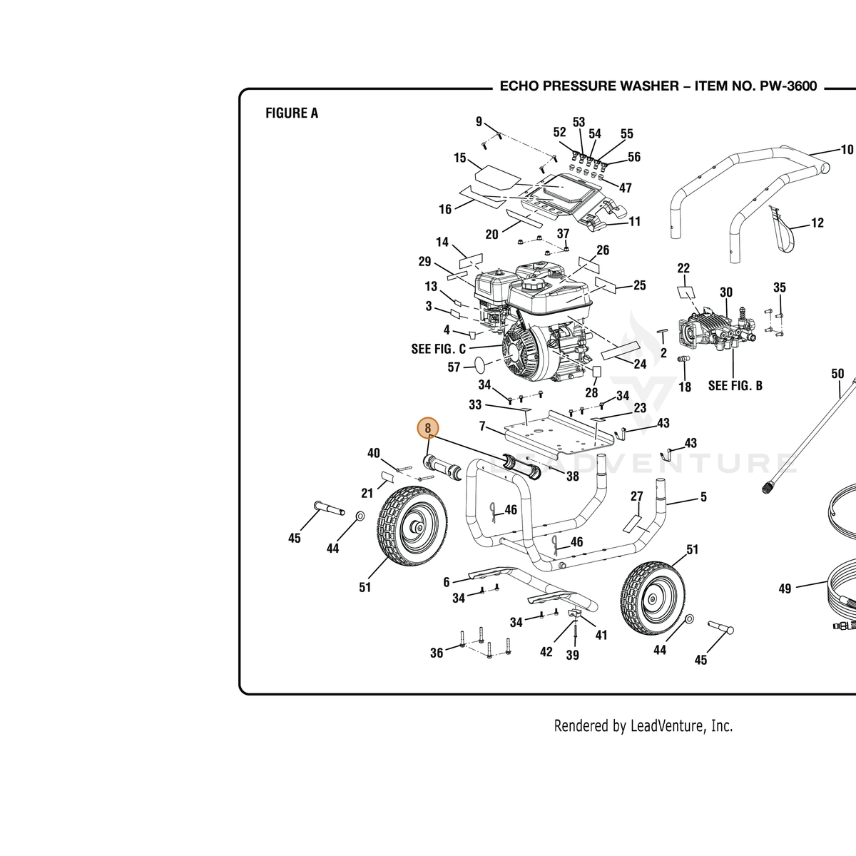 ECHO part YH468001140 — IPL diagram snippet (6x zoom, amber highlight)