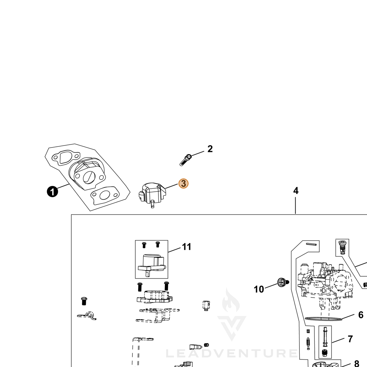 ECHO part YH468001150 — IPL diagram snippet (6x zoom, amber highlight)